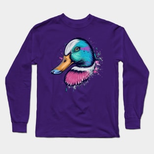 Mallard Duck Splatter Painting Long Sleeve T-Shirt